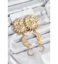 Pirinç Zirkon Taşlı Sallantılı Güneş Model Gold Renk Kadın Küpe - Tj-Bkp10961