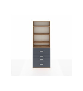 Arges Dolap 4 Raflı 4 Çekmeceli 88x30x243 Çam-Antrasit