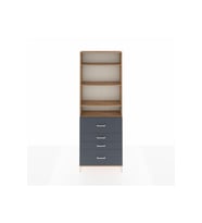 Arges Dolap 4 Raflı 4 Çekmeceli 88x30x243 Çam-Antrasit