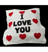 I Love You Yazılı Punch Kırlent Kılıfı (Krem)