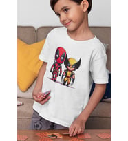Deadpool Wolverine Baskılı Unisex Kahramanlar Film Çocuk Tişört (1-12 Yaş)