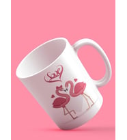 Love Flamingolar Tasarım Baskılı Kupa (Beyaz)