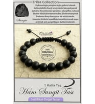 Sertifikalı Ham İşlenmemiş AAA+ Kalite Gerçek Şungit Taşı Bileklik - Shungite (Siyah)