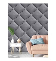 Dreamwall 3 Boyutlu Kapitone Desenli Silinebilir Tekstil Duvar Kağıdı (Gri)