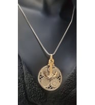 Vog Unisex Çapa Figürlü V 5 Dua Yazılı Hz.Süleyman Mühürlü Gümüş Dönen Madalyon Kolye 