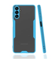 Galaxy A13 Kılıf Kamera Korumalı Arkası Şeffaf Silikon (Mavi)
