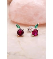 Elma Rodyumlu Mini Gümüş Küpe 5399
