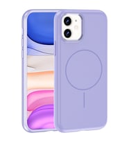Apple iPhone 11 Uyumlu Kılıf M-Safe Şarj Özellikli Metal Kamera Çerçeveli Zore Edi Silikon Kapak (Lila)