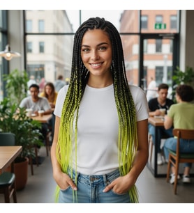 Afrika Örgüsü Ve Rasta İçin Sen Ombreli / Siyah / Neon Sarı