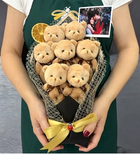 Büyük Boy 40cm Peluş Ayıcık Buketi  Kişiye Özel Fotoğraflı Tasarım  Premium Ayıcık Buketi