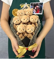 Büyük Boy 40cm Peluş Ayıcık Buketi  Kişiye Özel Fotoğraflı Tasarım  Premium Ayıcık Buketi