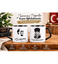 Atatürk Kupa Bardak Silüetli Bardak Afilli Atatürk Kupa Bardağı Hediye Estetik Atatürk İmzalı Kupa