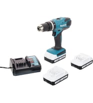 Makita HP457DWE3 Makita akülü darbeli matkap Li-ion 18 V + 3 piller 1,1 Ah