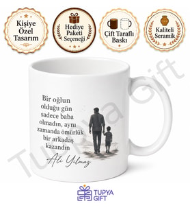 Oğlunun En İyi Arkadaşı Baba Yazılı Kupa Bardak Babalar Günü Hediye