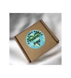 Thank You For Your Order Etiketi Yuvarlak Mat Yeşil Kapli Teşekkür Sticker 4 Cm- 40 Adet