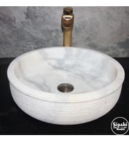 Sipahi Marble Afyon Beyaz Dışı Taramalı Yuvarlak Lavabo