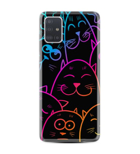 Samsung a71 A72 A73 A7 A9 2018 C7 C9 Kılıf Desenli Silikon Neon Cats 1790