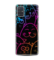 Samsung a71 A72 A73 A7 A9 2018 C7 C9 Kılıf Desenli Silikon Neon Cats 1790