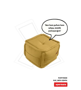 Dekoratif Kare Puf Bench 40x40x32 cm Hardal