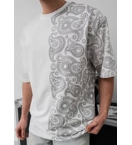 LAKOS KUMAŞ LİKRALI OVERSIZE TİŞÖRT - %100 KOMPAKT PENYE T-SHIRT (Beyaz)