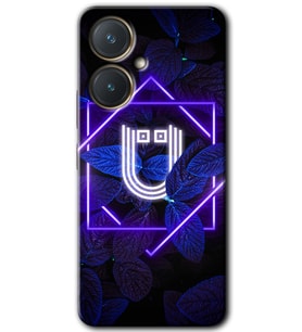 Vivo Y27 Kılıf HD Desen Baskılı Kılıf - Dark Neon Yaprak Ü Harfi