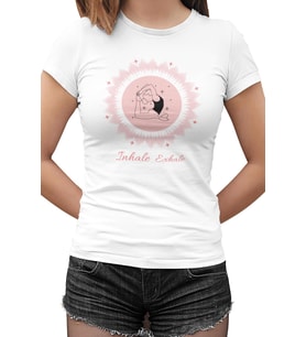 Inhale Exhale Beyaz Bayan Tshirt