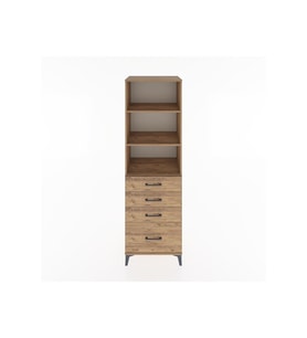 Hyperion Dolap 3 Raflı 4 Çekmeceli 60x44x195 Çam-Çam