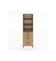 Hyperion Dolap 3 Raflı 4 Çekmeceli 60x44x195 Çam-Çam