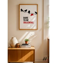 Dare To Be Different Kuşlar, Ahşap Çerçeveli Duvar Tablosu - Motivasyon Hediyesi