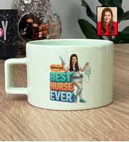 Kişiye Özel Karikatürlü Hemşire Best Nurse Ever Lüks Pastel Fincan Tıp Bayramı Hediyesi