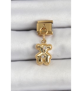 316L Çelik Sallantılı Zirkon Taşlı Ayıcık Model Gold Renk Nomination Charm 58 - SSSSSS9982-9