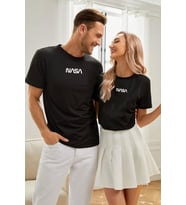 Unisex Nasa Baskılı T-shirt (Siyah)