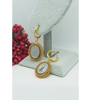 Altın Kaplama Kraliçe II. Elizabeth Antik Çelik Küpe 3,5 cm