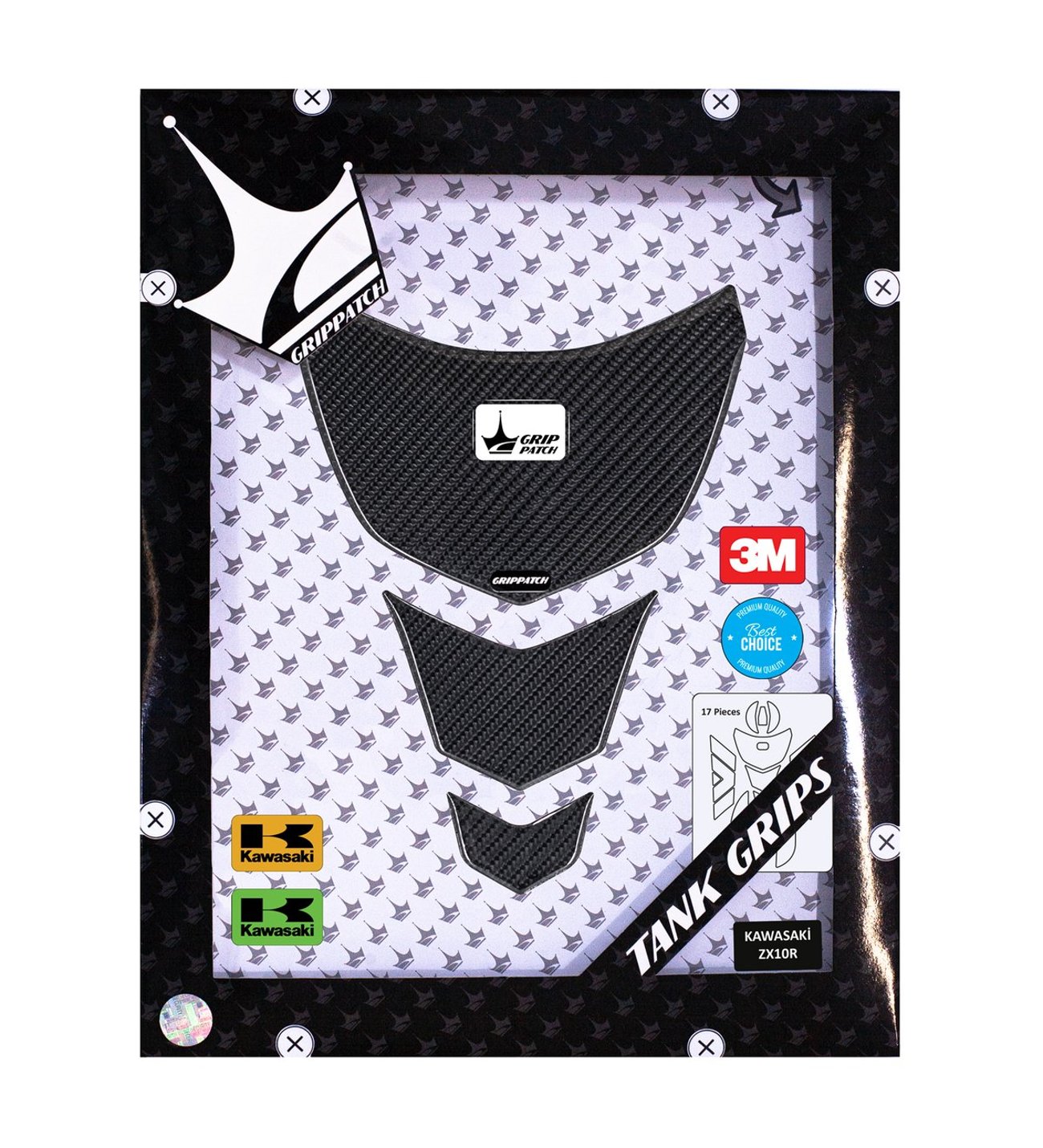 Grippatch - ZX10R 2024 ile Uyumlu Kaydırmaz 6D Karbon 17 Parça