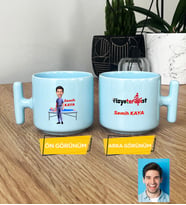Kişiye Özel Karikatürlü Fizyoterapist Hediye Pastel T Kupa Erkek Fizyoterapiste Tıp Bayramı Hediyesi (Mavi)