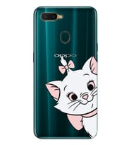 Oppo A5S/AX7/A12 Uyumlu Marie Kedicik Desenli Şeffaf Telefon Kılıfı