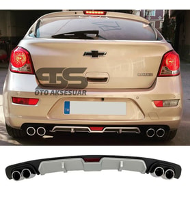 Chevrolet Cruze HB Difüzör Arka Tampon Eki 4 Egzoz Çıkışlı Gri