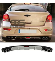 Chevrolet Cruze HB Difüzör Arka Tampon Eki 4 Egzoz Çıkışlı Gri