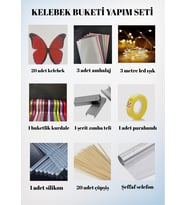 KIRMIZI KENDİN YAP KELEBEK BUKETİ YAPIM SETİ (Kırmızı-Siyah)