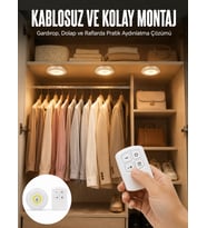 Led Lamba 3'lü Uzaktan Kumandalı Yapışkanlı Beyaz Işık (Kopya)