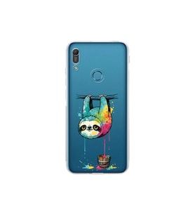 Huawei Y6 Pro 2019 ile Uyumlu Splash Tembel Hayvan Tasarımlı Şeffaf Silikon Kılıf