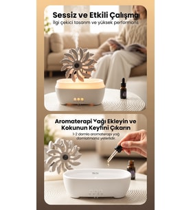 Değirmen Hava Nemlendirici Aroma Difüzörü Aromaterapi RGB Ledli Buhar Makinesi