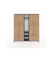 Arges Gardrop 14 Raflı 4 Çekmeceli Tek Askılı 220x30x243 Antrasit-Çam