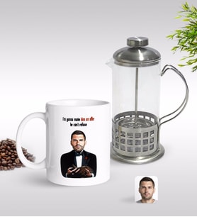 BK Gift Kişiye Özel Godfather Baba Karikatürlü Kupa & French Press Seti-9 (Model 1)