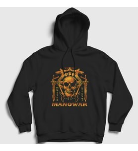 Presmono Unisex Siyah God Of Fire Manowar Kapüşonlu Sweatshirt 63513tt