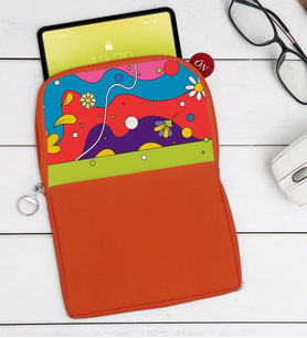 BK Gift Modern Art Tasarımlı Taşınabilir Koruyucu Tablet Kılıfı & Organizer Çanta - Turuncu-2