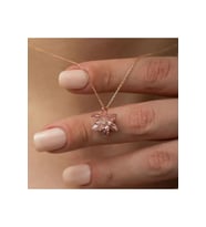Özel Tasarım Şık Model 925 Ayar Gümüş Roze Renk Pembe Lotus Çiçeği Kolye Sarı,beyaz Renk Seçeği