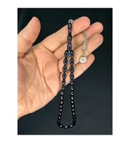 SİYAH MAVİ SÜRMELİ UÇAK CAMI TESBİH ARPA KESİM 11MMX7MM T-765
