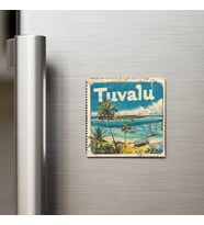 Tuvalu Tuvalu - Posta Pulu Temalı Ülke - Baskılı Buzdolap Magneti Kare - 9x9 cm