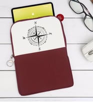 BK Gift Pusula Tasarımlı Taşınabilir Koruyucu Tablet Kılıfı & Organizer Çanta - Bordo-2